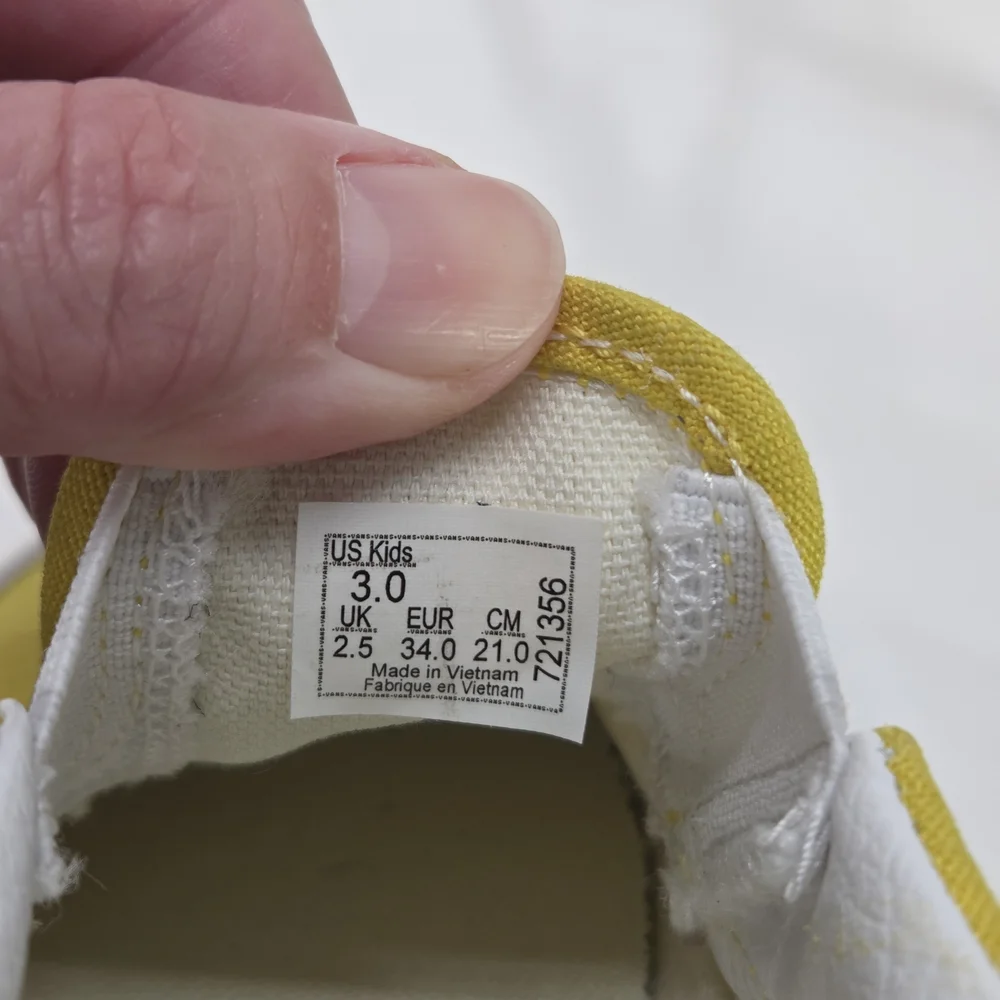 VANS Customs Slip-On Yellow Canvas Shoes Unisex Kids Size 3‎ Flat Comfort